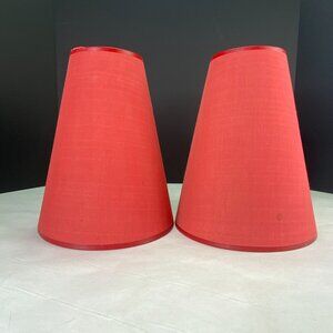 Vintage Clip-On Red Lamp Shades Set Of 2 With Tapered Design